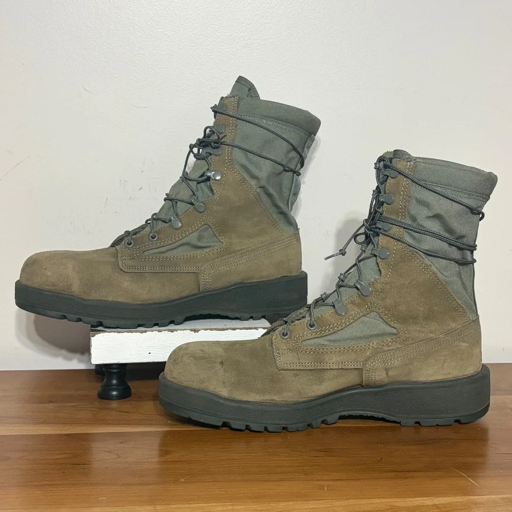 Wellco Air Force HW Sage Green Suede Combat Boots Men 12.5W ASTM F2413-05 Vibram